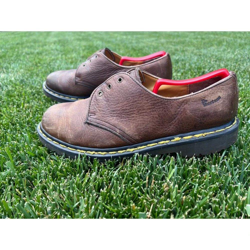 Dr. Martens Vintage Made in England Pebbled Brown Leather‎ Oxford Shoes 3 Eyelet